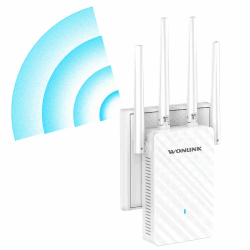 WONLINK WLAN Verstärker, 1200Mbit/s WLAN Repeater für Hause Dualband WiFi Verstärker mit Ethernet-Port, 4 Antennes, Signalanzeige Licht, WPS, WiFi Booster von Repeater/AP/Router Modus, EU Plug, Weiß