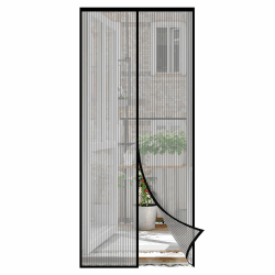 Sekey Magnet Fliegengitter Tür ohne Bohren Katzensicher, Türvorhang Balkon Magnetvorhang, Insektenschutz Fliegenschutz mit Verbreitertem Klebeband 110x220cm, Schwarz