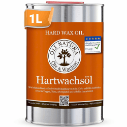 OLI-NATURA Hartwachsöl - 1L, farblos, natur - Holzöl für Möbel, Treppen, Türen & mehr - geprüft Allergikerfreundlich, lebensmittelecht-zertifiziert