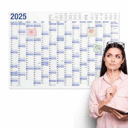 XXL Wandkalender 2025 groß im Format 98x68 cm, Jahresplaner 2025 Wandkalender quer - Beste Kalender Qualität
