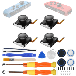 Joycon Hall Effekt Sensor Joystick 4 Stück, No Drift Joy Con Controller für Switch/OLED/Lite, Low-Power Links/Rechts Joystick mit Reparaturwerkzeug