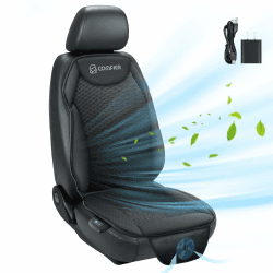 COMFIER Kühlung Auto Sitzbezug Kissen für Auto Vordersitze, Schwarz 12V Kühlender Sitzbezug, Vordersitzabdeckungen für Autos LKW SUV Universal