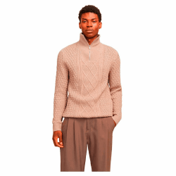 JACK & JONES Male Strickjacke mit Viertelreißverschluss Einfarbig Strickjacke mit Viertelreißverschluss