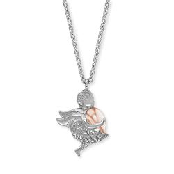 Engelsrufer Damen Halskette aus Sterling Silber und Schutzengel mit Herz Anhänger bicolor - Karabinerverschluss - in drei Längen verstellbar - nickelfrei