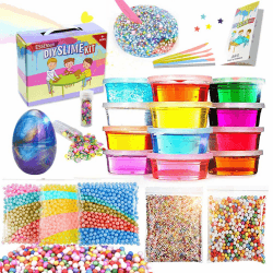 DIY Slime Kit für Kinder Spielzeug, Schleim Selber Machen mit 12 Farben Crystal Schleim, Egg Slime, Schaum Bälle