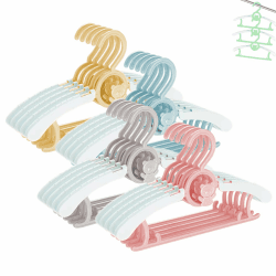 HGYZE Baby Mitwachsende kleiderbügel Kinder, Stapelbare Hanger + Haken + Hosenständer, rutschfest Babykleiderbügel Kinderkleiderbügel für Kinderbekleidung Garderobe, Platzsparend (Farbe) 20 Stück