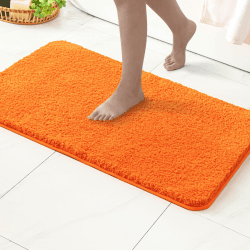 MIULEE Badematte Weiche Badteppich rutschfest Badvorleger Fußmatte Badzimmermatte Bettvorleger Flauschig Teppich Badezimmerteppich Duschmatte für Bade & Wohnzimmer Schlafzimmer 50x80 cm Orange