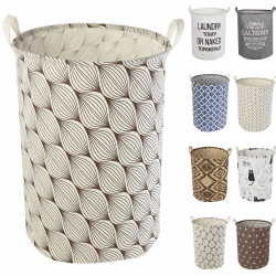 LessMo 19.7" Wäschekorb Lagerung Sorter, Pop-Up Wäschekorb Faltbar, Wasserdichte Runde Baumwolle Leinen für Schlafzimmer Lagerung Baby Kleidung Spielzeug