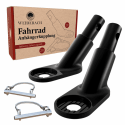 Stabile Fahrradanhänger Kupplung mit Sicherungsstift schwarz, hohe Fahrstabilität, Fahrrad Anhängerkupplung für jeden Standard-Kinderwagen, Anhängerkupplung Fahrrad verhindert Hochschaukeln