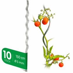 10 Tomatenstäbe 150 cm x 5 mm Ø Tomatenspiralstäbe verzinkt Rankstäbe Tomatenstangen 150cm Tomaten Rankhilfe Pflanzstäbe Tomatenstab Pflanzständer Pflanzstecker Tomatenspiralstab 150