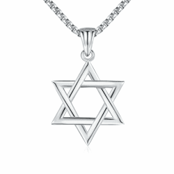DOTBJ 925er Sterling Silber David Stern Anhänger Halskette mit Edelstahlkette 55,88cm + 5cm
