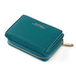 Geldbörse Damen klein, Geldbeutel Damen klein, kleines Portemonnaie Damen mit Große Kapazität, Elegante Damen Geldtasche mit Großes Münzfach 77-Meergrün