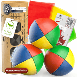 3X Qualitäts Jonglierbälle + 3 Tücher, Ø 67 mm Jonglierbälle Anfänger, 130g schwer, wasserunempfindlich, Juggling Balls inkl. Anleitung, Jonglierbälle Profi, Jonglierball, Jonglieren Set