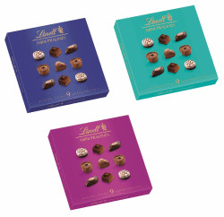 Lindt Schokolade - Mini Pralinés | 20 x 44 g | Pralinen-Schachteln in 3 Varianten (Blau, Türkis und Brombeer) mit 9 Pralinen in 5 köstlichen Sorten| Pralinengeschenk | Schokoladengeschenk