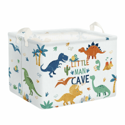 Clastyle 36L Groß Boho Dinosaurier Kinder Aufbewahrungskorb mit Henkel Rechteckig Weiß Spielzeug Kleidung Aufbewahrungsbox für Kinderzimmer Bad