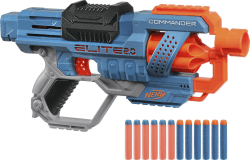 NERF Elite 2.0 Commander RD-6 Blaster, 12 Darts, 6-Dart Rotationstrommel, Tactical Rail Steckschienen, Befestigungspunkte, Mehrfarbig, 6.7 x 36.2 x 24.1 cm, für Jungen und Mädchen