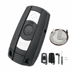 3-Knopf Schlüsselgehäuse Ersatzschlüssel mit VL2020 Batterie für BMW E87 E81 E90 E71 E53 E60 E61 E64 E84 E89 E92 Serie 1 2 3 5 6 X1 X5 BMW schlüssel (VL2020 90Grad )