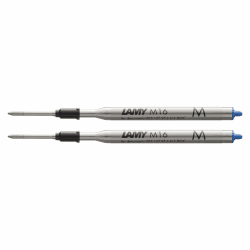 LAMY M16 2er Set Kugelschreiber-Großraummine aus Metall - Original Ersatzmine für alle Lamy Kugelschreiber Modelle - dokumentenecht - Strichbreite Mittel in Tintenfarbe blau