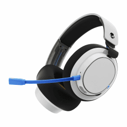 Skullcandy SLYR Pro Wireless Over-Ear Gaming Headset mit USB-A-Sender mit Besonders Niedriger Latenz für Playstation, Xbox, PC oder Nintendo Switch - White/Blau