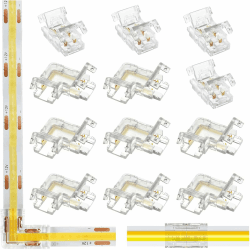 12 Stück Led Eckverbinder,Led Strip Verbinder COB Connector 2 Pin 8mm, Streifen Verbinder Kabelverbinder Unverdrahtete Clips,Gelten Cob Streifen 8 Stück L Form für Streifen 12V 24V