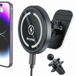 OHLPRO Kompatibel mit MagSafe Autohalterung Ladegerät, Handyhalterung Auto mit Ladefunktion für iPhone 16 Pro Max/16 Pro/16 Plus/15/14/13/12 Serie, Magnet Auto Handyhalter Kabelloses KfZ Halter