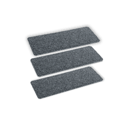 Astra Fußmatte innen grau Schmutzfangmatte rutschfest – Türmatte 25x60 cm 3er Set wasserabweisend – Rib Line Fußabtreter strapazierfähig antistatisch