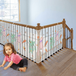 Kinder Sicherheitsnetz, Baby Balkon Geländer Treppenschutznetz, 300Lx78H cm Langlebiger Niedlich Treppennetz Treppengeländer Treppe Schutznetz Schutz Mesh für Kinder Haustiere, Kaninchen Weiß