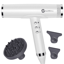 Slopehill Ionen Haartrockner, 110,000RPM für Schnelles Trocknen, Magnetischer Diffusor/Wenig Lärm/Biokeramische Technologie/ 320g Ultraleicht, für Zuhause, Reisen, Salon 2000W (Weiß)