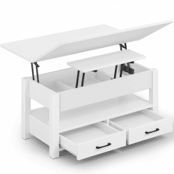 Couchtisch Höhenverstellbar, Wohnzimmertisch mit Schublade & verstecktem Fach, Kaffeetisch umwandelbar in Esstisch, 100 x 50 cm Sofatisch aus Holz