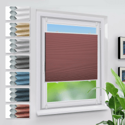 Grandekor Verdunklungsplissee Wabenplissee ohne Bohren Weiß-Weinrot 90x120cm (BxH) Klemmfix Plissee ohne Bohren Verdunkelung Thermo Rollo Wärmedämmung, Privatsphäre - & Sonnenschutz Weiß-weinrot B90 x H120 cm