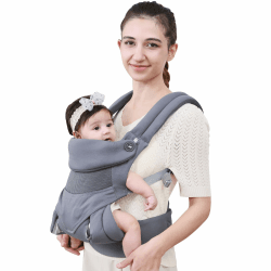 Babytrage für Neugeborene ab Geburt, Weich Atmungsaktiv Babytrage mit verstellbarem Hüftgurt Schulterriemen und Kapuze, Schwarz Baby Trage Vorne und Hinten Tragen für Babys 4-16kg