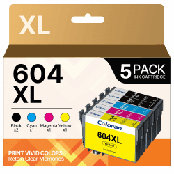 604 Druckerpatronen Kompatibel für Epson 604 XL 604XL Patronen Multipack, für Epson Expression Home XP-2200 XP-2205 XP-3200 XP-3205 XP-4200 XP-4205 Workforce WF-2910 WF-2930 WF-2935 WF-2950, 5er-Packs
