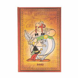 Asterix & Obelix (The Adventures of Asterix) Mini 12-month Horizontal Hardback Dayplanner 2025 (Elastic Band Closure): tydzień na dwóch stronach, zamykany na gumkę, papier 100 gsm
