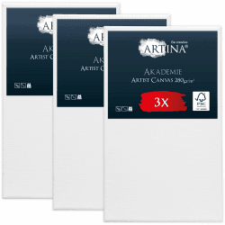 Keilrahmen Leinwand zum Bemalen 60x100 cm – Artina FSC® 3er Set Leinwand Keilrahmen Leinwände für Acrylfarben Canvas 100% Baumwolle – bespannte Keilrahmen Leinwände zum malen Acryl Leinwand Rahmen