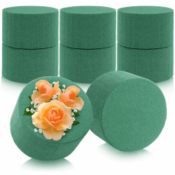 com-four® 8X Steckmasse für Blumengestecke in Zylinderform Ø 8 cm x 5 cm - Steckschaum für Frischblumen - Steckschwamm zum Basteln für Hochzeit, Ostern und Geburtstag