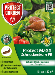 PROTECT GARDEN Protect MaXX Schneckenkorn FE, regenfest, zuverlässige Schneckenbekämpfung an Gemüse, Obst und Zierpflanzen, 500g Faltschachtel für bis zu 130m²