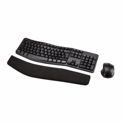 Amazon Basics Tastatur-Maus-Set, ergonomisch, kabellos, DE Layout - schwarz