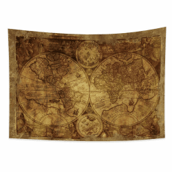 YONGFOTO 150x130cm Weltkarte Tapisserie Wandbehang, Jahrgang Gesprenkelt Weltkarte Wandbild Decke für Zimmer Altes Jahrhundert Abenteuer Historische Entdeckung für die Schule Klassenzimmer