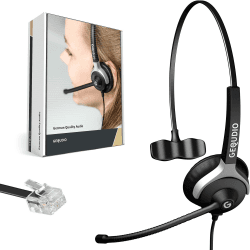 Headset kompatibel mit Unify OpenStage 30 40 60 80 und OpenScape Serie Telefon - inklusive RJ Kabel - Kopfhörer & Mikrofon mit Ersatz Polster - besonders leicht 60g (1-Ohr)