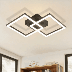Deckenlampe LED Deckenleuchte Küche: 24W 4000K Küchenlampe Schwarz Wohnzimmerlampe Modern Design Flurlampe Neutralweiß Schlafzimmerlampe Eckig Deckenbeleuchtung für Wohnzimmer Flur