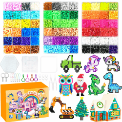 Bügelperlen Set, 72 Farben 5MM Bügelperlen mit Sortierbox, Bügelperlen Platten, Bügelpapier, Muster, Steckperlen Set für Kinder Geschenk Geburtstag Weihnachten DIY Jungen Mädche ab 5 Jahre