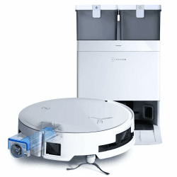 ECOVACS DEEBOT X8 Omni Saugroboter mit Wischfunktion, 18.000 Pa, OZMO Roller Wischwalze mit kontinuierlicher Frischwasser-Selbstreinigung, Moppwäsche mit 76°C heißem Wasser, Heißlufttrocknung, Weiß