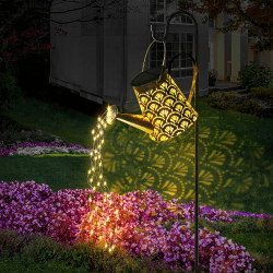 Solar Gießkanne Lichterkette Aussen, LED Außen Solarlampen Wasserdicht Gartendeko Gießkannenlicht Lichter mit Schäferhaken, Vintage Lichterkette Aussen für Garten Hofweg Balkon Terrasse