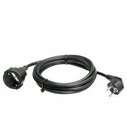as - Schwabe Kunststoff-Verlängerung – 2 m PVC-Leitung mit Schutzkontaktstecker & Schutzkontaktkupplung ­– 230 V / 16 A Schuko-Verlängerungskabel mit Kunststoffummantelung – IP20 – Schwarz, 50202