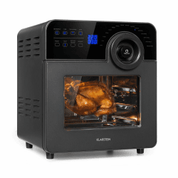 Klarstein AeroVital Cube Chef Heißluftfritteuse - 1700 W Heissluftfriteuse, Airfryer mit Touchscreen, 16 Programme, 50-220 °C, 14 L, ca. 10h Zeitvorwahl, Edelstahl, Schwarz