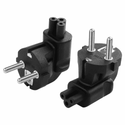 CERRXIAN 2er-Pack 90-Grad-Schuko-Stecker auf C5-Adapter, 2-poliger CEE 7/7-Stecker auf IEC320 C5-Buchse-Adapter, geeignet für C5-Kabelgeräte (L)