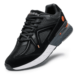 FitVille Laufschuhe Herren Extra Weite Turnschuhe Sportschuhe Breit Fitnessschuhe Bequeme Sneakers Schuhe für Plantarfasziitis Fußschmerzen 46 EU X-Weit Schwarz