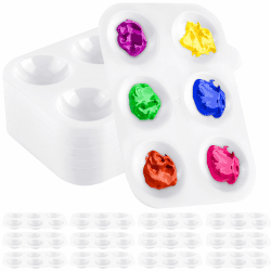 25 Stück Mischpalette, Kunststoff Mischpalette Acrylfarben, Rechteckige Weiß Malpalette, 6 Fächern Farbmischpalette für Wasserfarben, Öl, Acryl Malerei (8,5 x 12cm)
