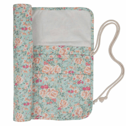Coopay Stricknadelrolle Tasche, Stricknadel Wickel mit hoher Kapazität für Gerade Kurze Doppelspitze Nadeln & Tunesische Häkelnadel Aufbewahrung, Stricknadeln Leinwand Taschen & Leer Organizer, Blumen