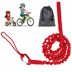 Abschleppseil Fahrrad Kinder, 3 Meter Abschleppseil Selbsteinziehend Tragfähigkeit 500 lbs Elastisch Recovery Tow Strap Abschleppgurt für Kinder Fahrrad MTB Oder Mountainbike Rot